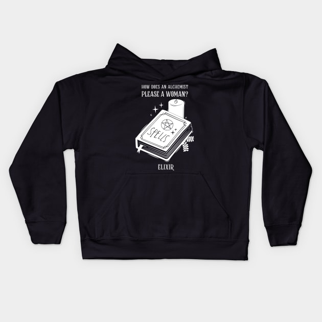 How does an alchemist please a woman? Elixir. Kids Hoodie by Popstarbowser